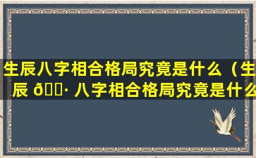 生辰八字相合格局究竟是什么（生辰 🌷 八字相合格局究竟是什么意思）